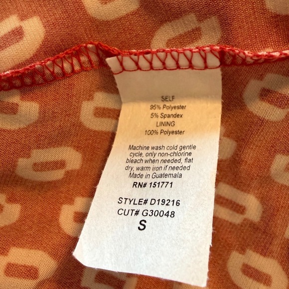 KAILEIGH Rust/Cream Print Collared Surplice Midi Dress Size S - Picture 9 of 9